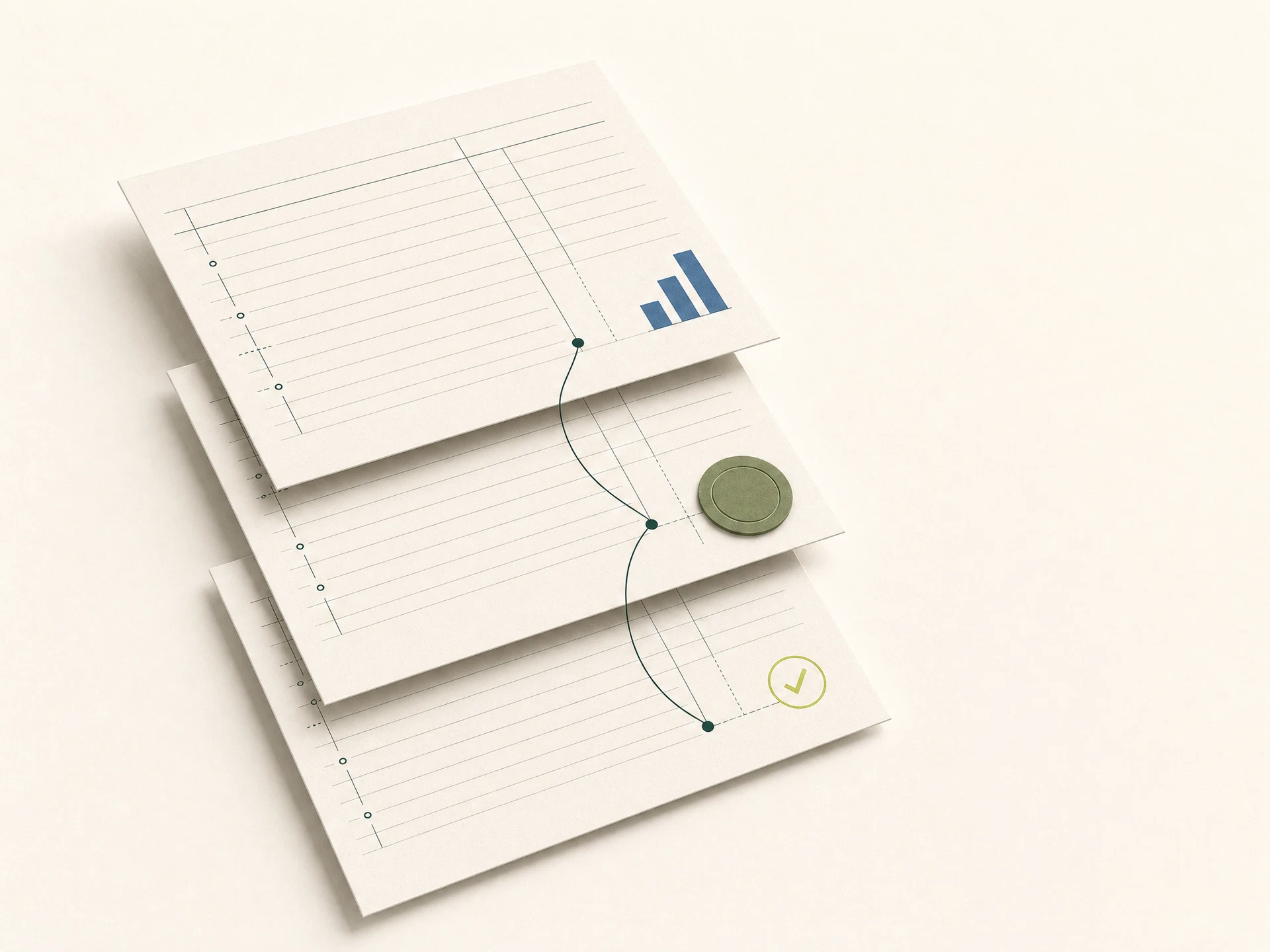 Abstract stacked financial report papers